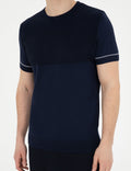 Navy Blue Slim Fit Crew Neck Sweater T-Shirt