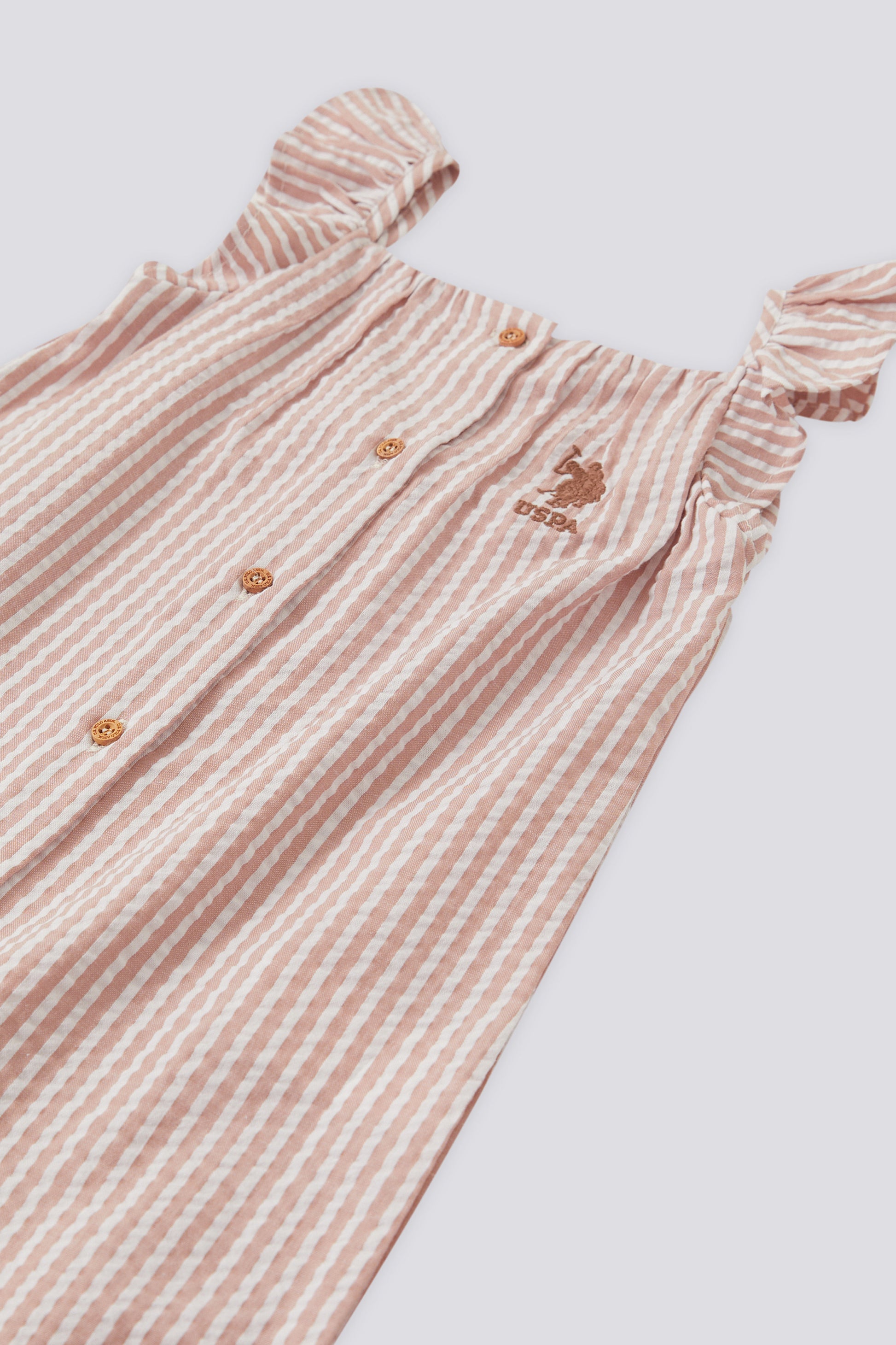 Baby Girl Mink Striped Sleeve Detailed Jumpsuit Bandana Set of 2