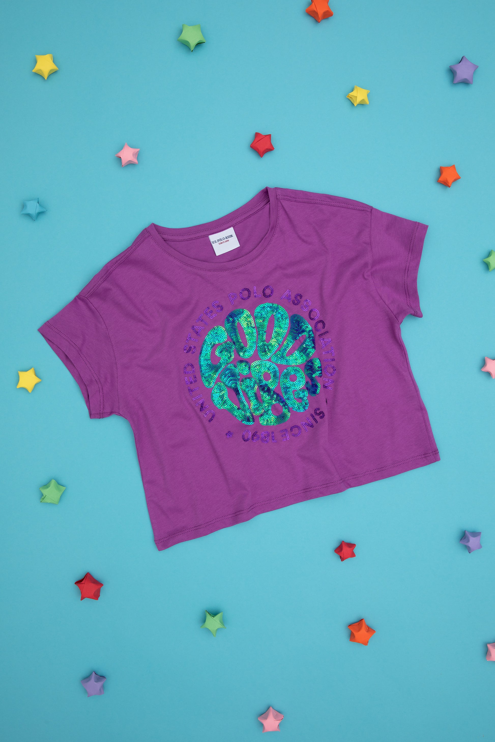 Girls' Purple Crew Neck T-Shirt