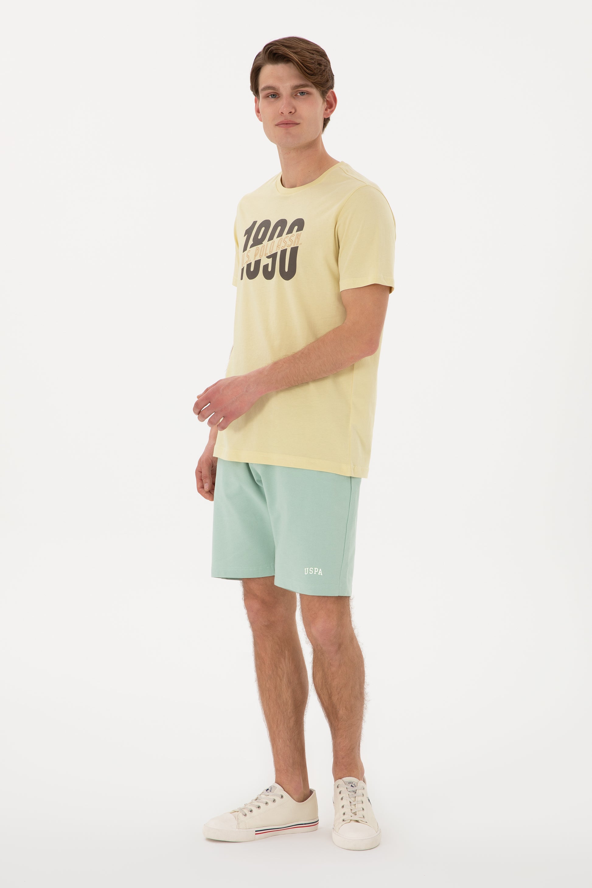 Men's Regular Fit Crew Neck Light Khaki T-Shirt