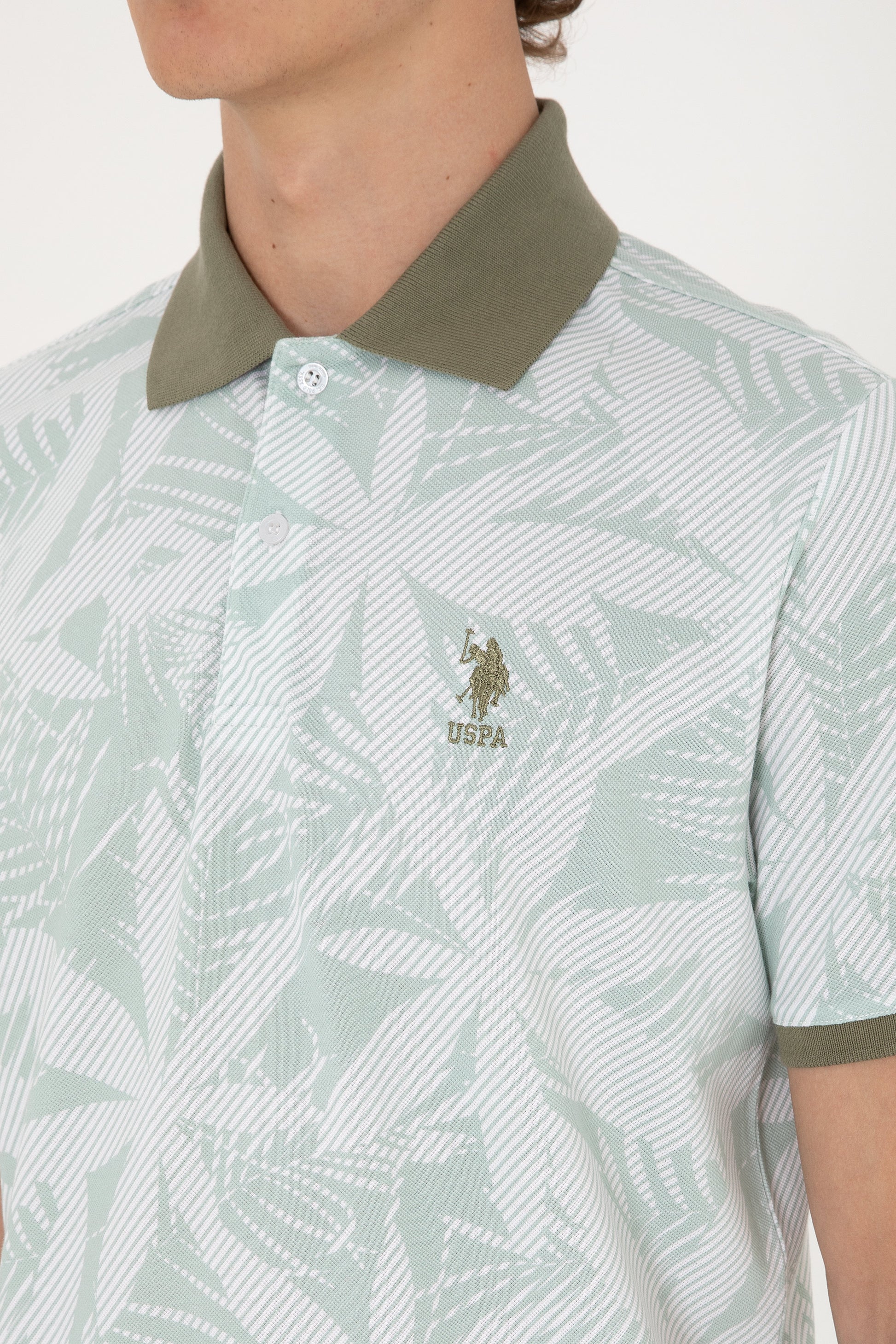 Men's Regular Fit Polo Neck Water Green T-shirt