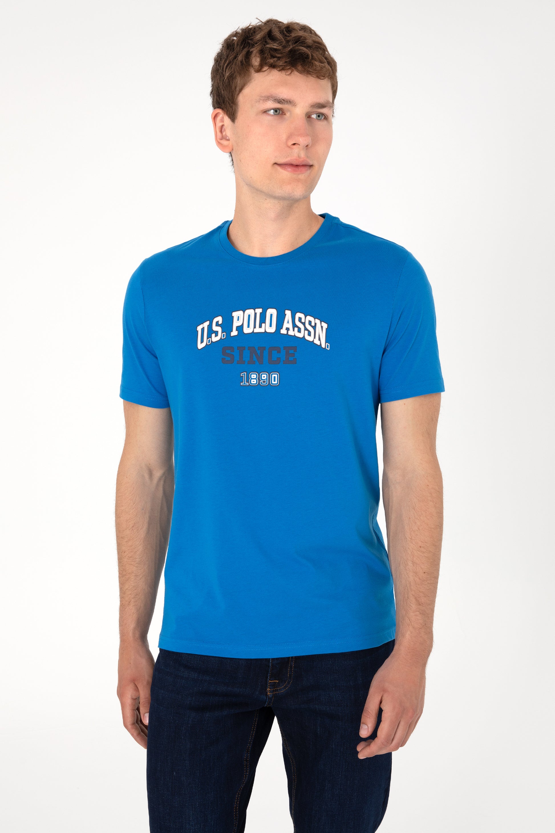 Men's Regular Fit Crew Neck Cobalt Blue T-Shirt