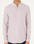 Purple Regular Fit Striped Long Sleeve Shirt