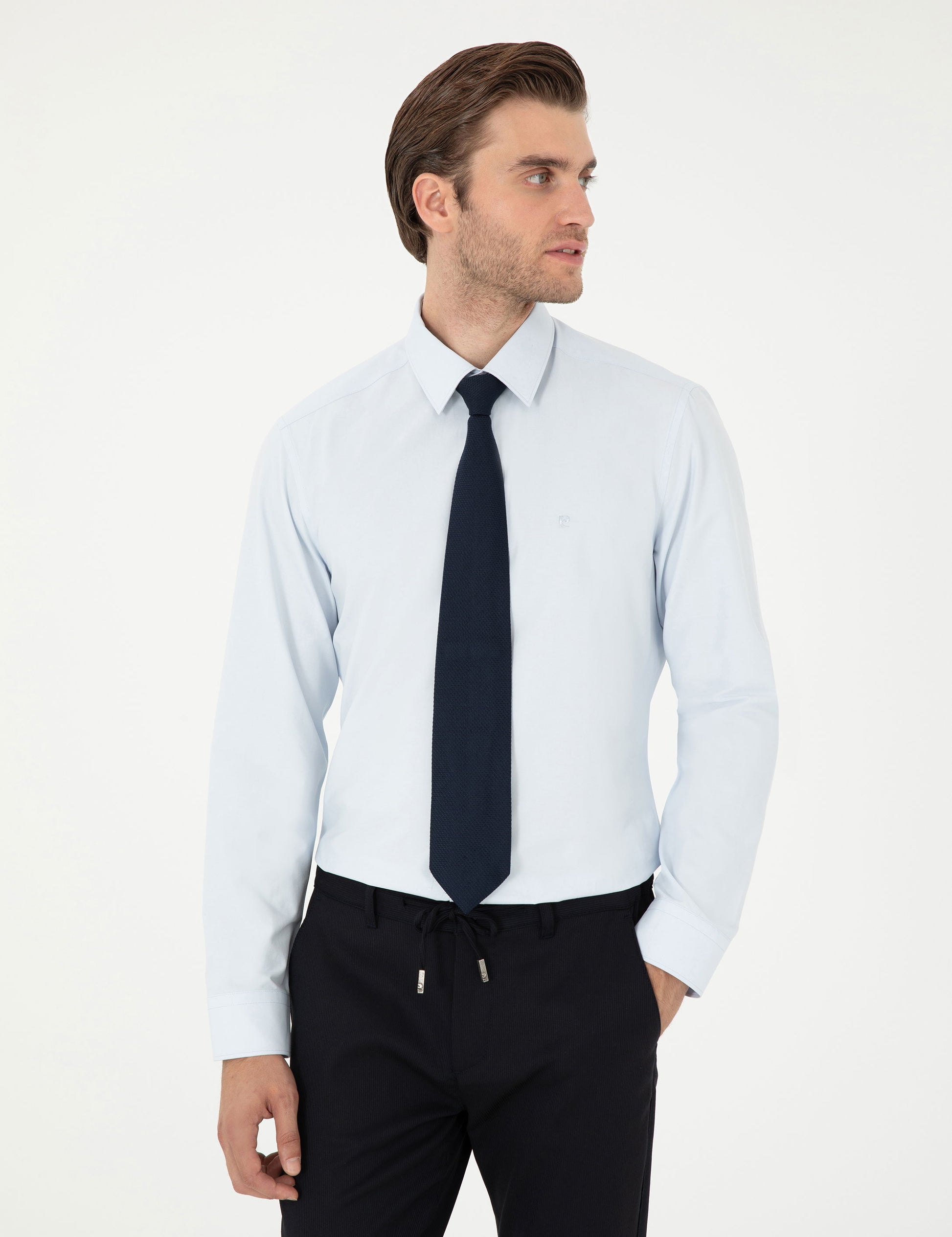 Light Blue Slim Fit Long Sleeve Basic Shirt