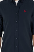 Men's Navy Blue Long Sleeve Basic Shirt