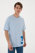 Men's Comfort Fit Crew Neck Light Blue T-Shirt