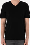 Men's Regular Fit V-Neck Black Basic T-Shirt