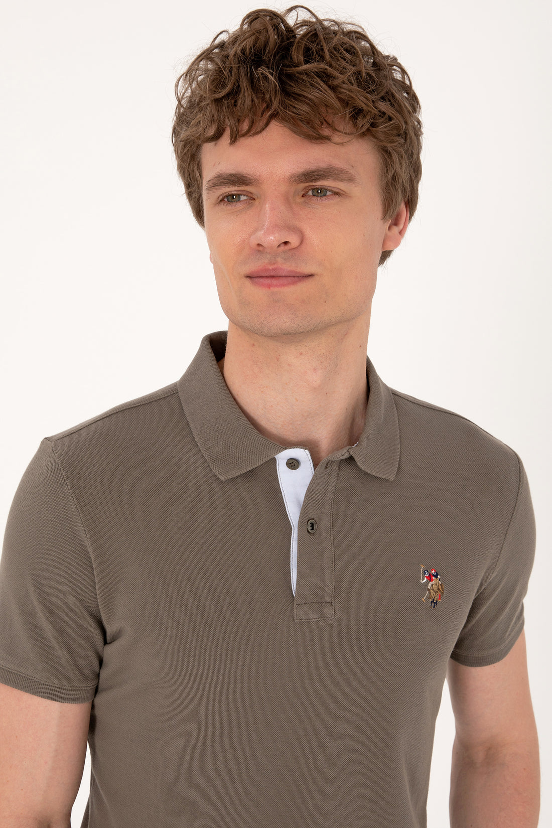 Men's Slim Fit Polo Neck Mink Basic T-Shirt