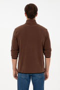 Men's Brown Basic Fleece Cardigan