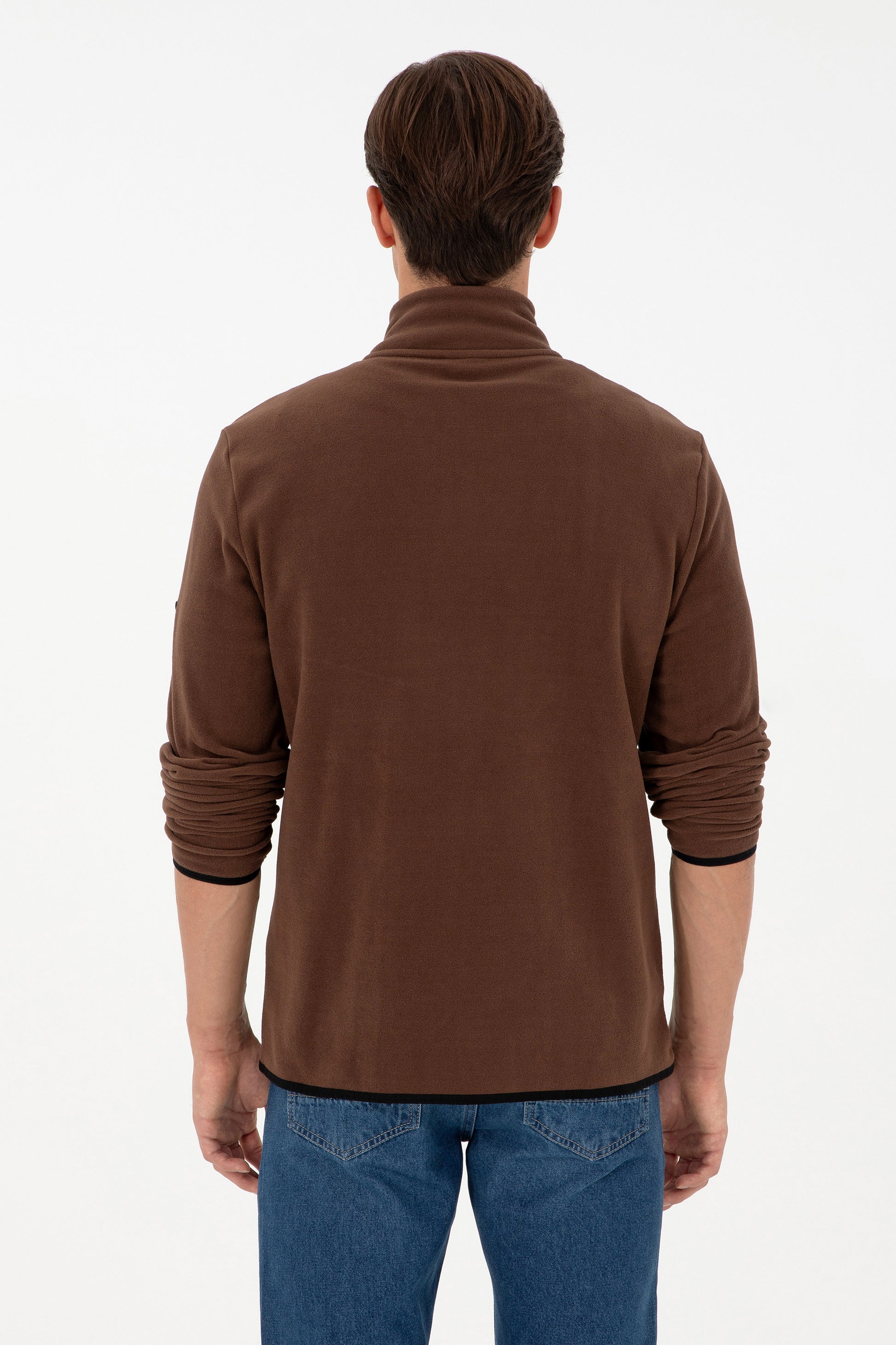 Men's Brown Basic Fleece Cardigan