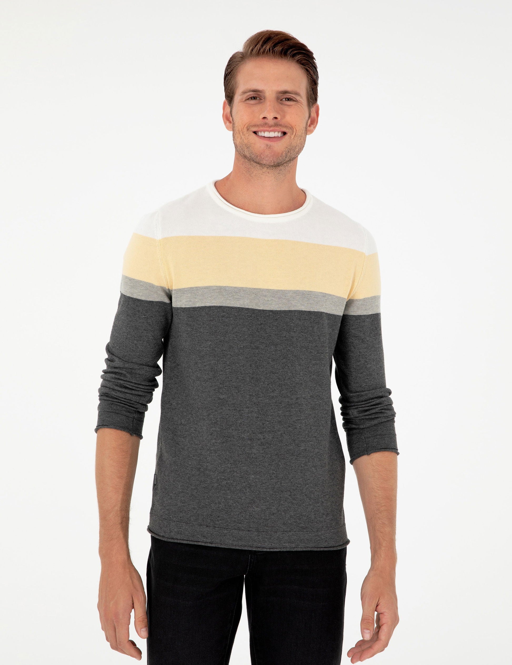 Light Grey Melange Slim Fit Sweater