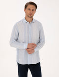 Light Blue 100% Linen Long Sleeve Shirt