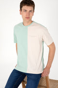 Men's Comfort Fit Crew Neck Water Green T-Shirt