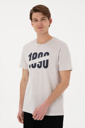 Men's Regular Fit Crew Neck Light Grey T-Shirt