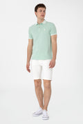Men's Slim Fit Polo Neck Water Green Wash Basic T-Shirt
