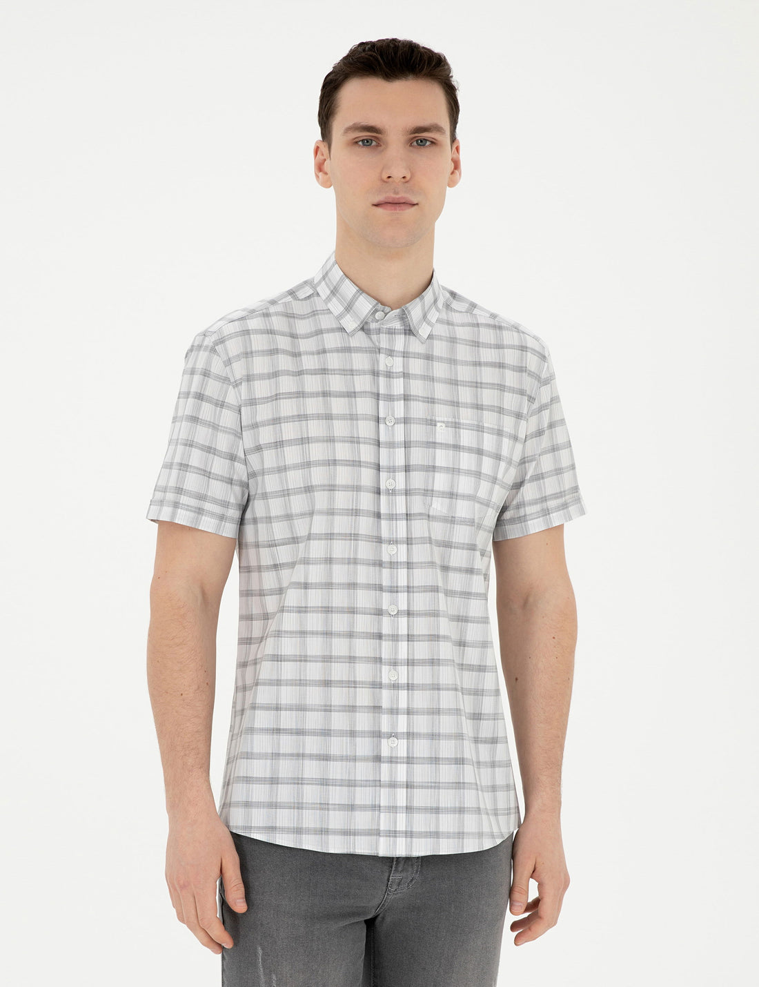 Grey Regular Fit Short Sleeve Shirt