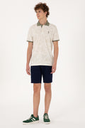 Men's Regular Fit Polo Neck Stone T-Shirt