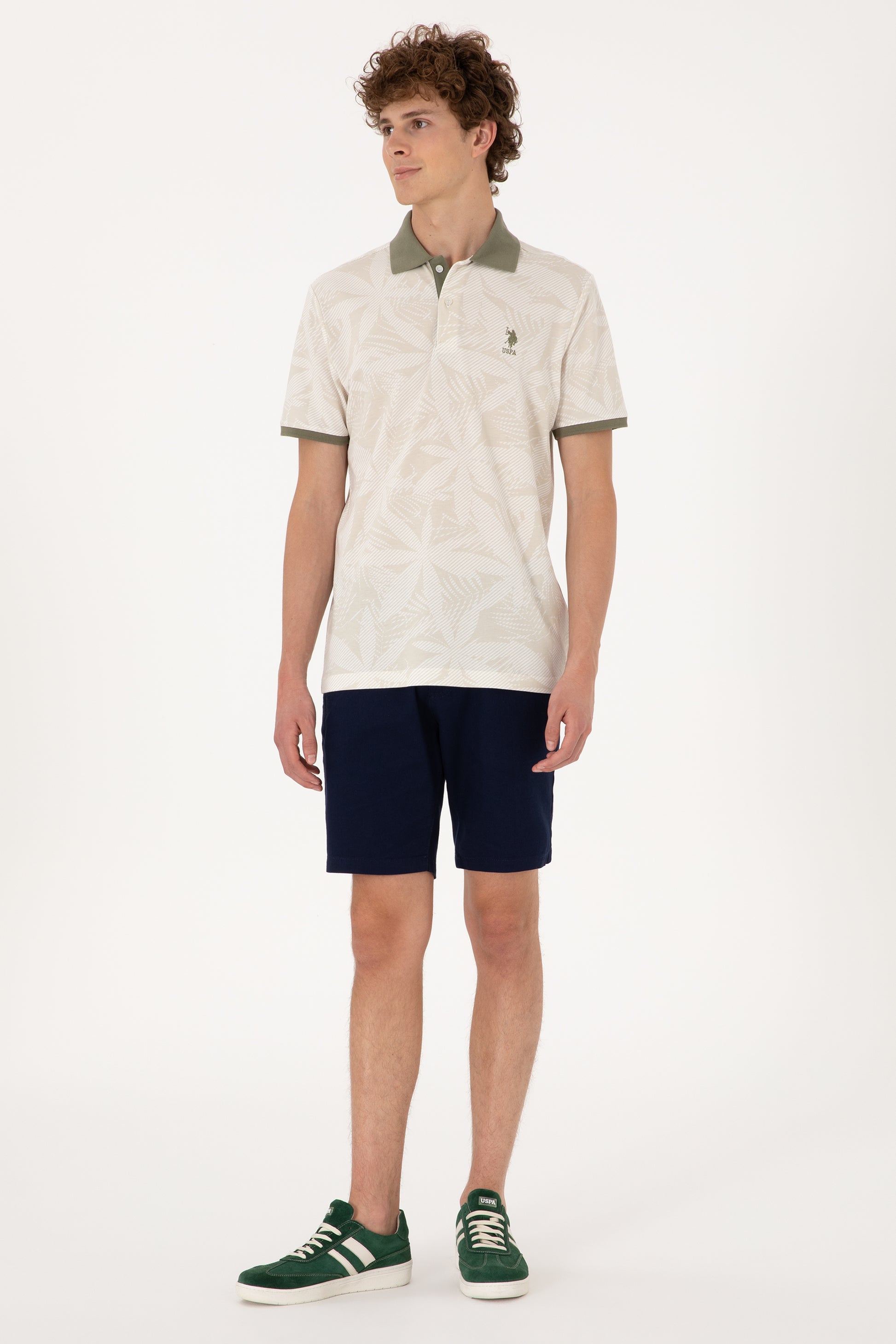 Men's Regular Fit Polo Neck Stone T-Shirt