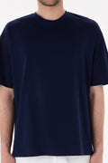 Men's Comfort Fit Crew Neck Navy Mercerized Basic T-Shirt