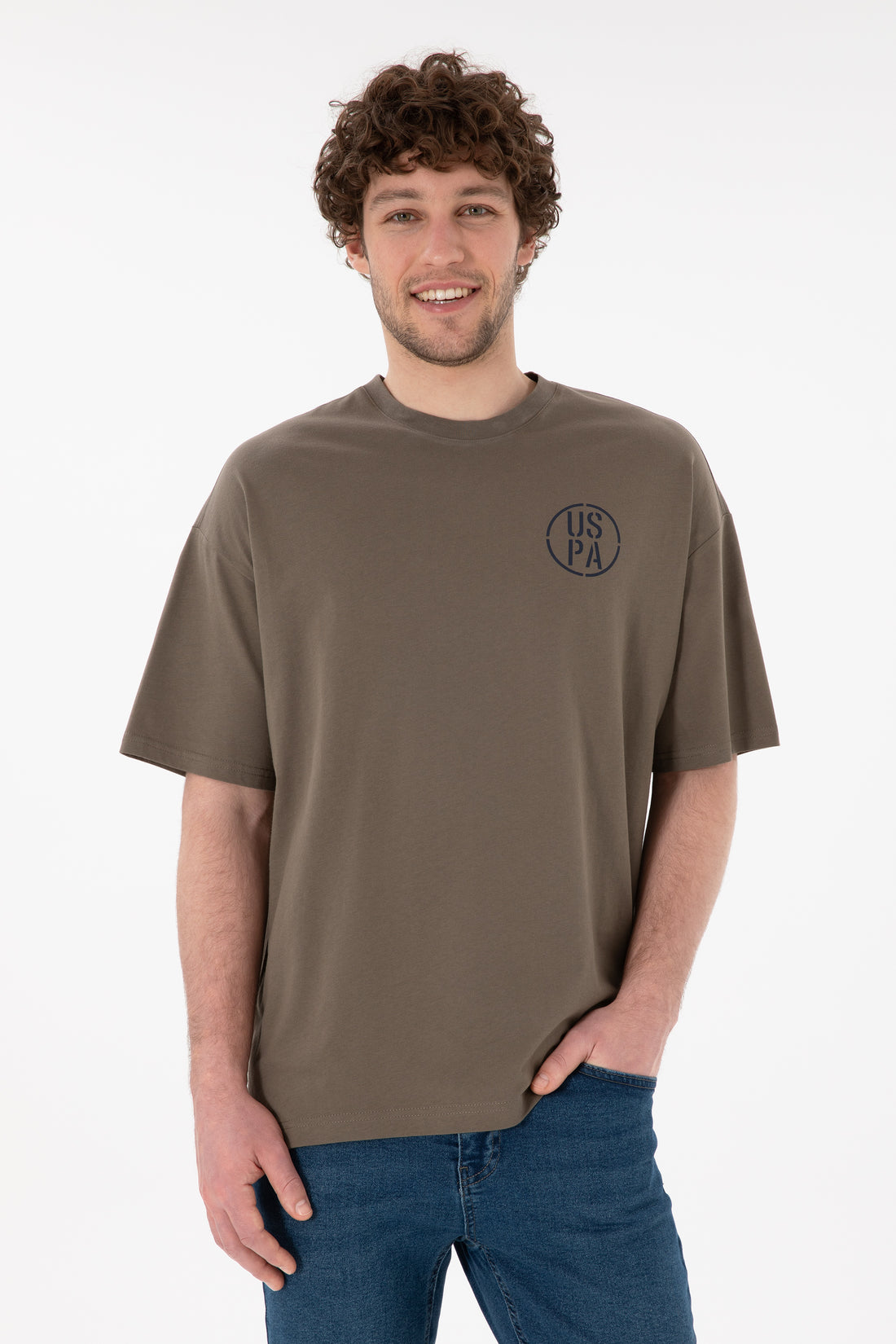 Men's Oversize Fit Crew Neck Mink T-Shirt