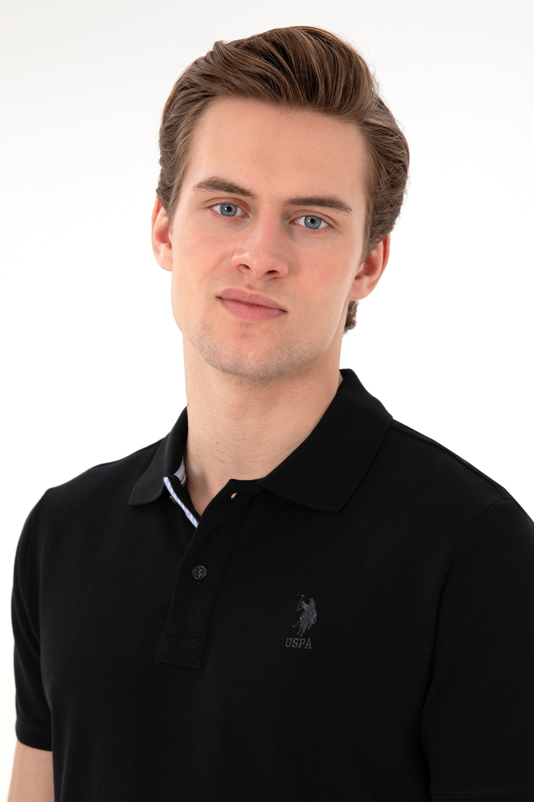 Men's Regular Fit Polo Neck Black Basic T-Shirt