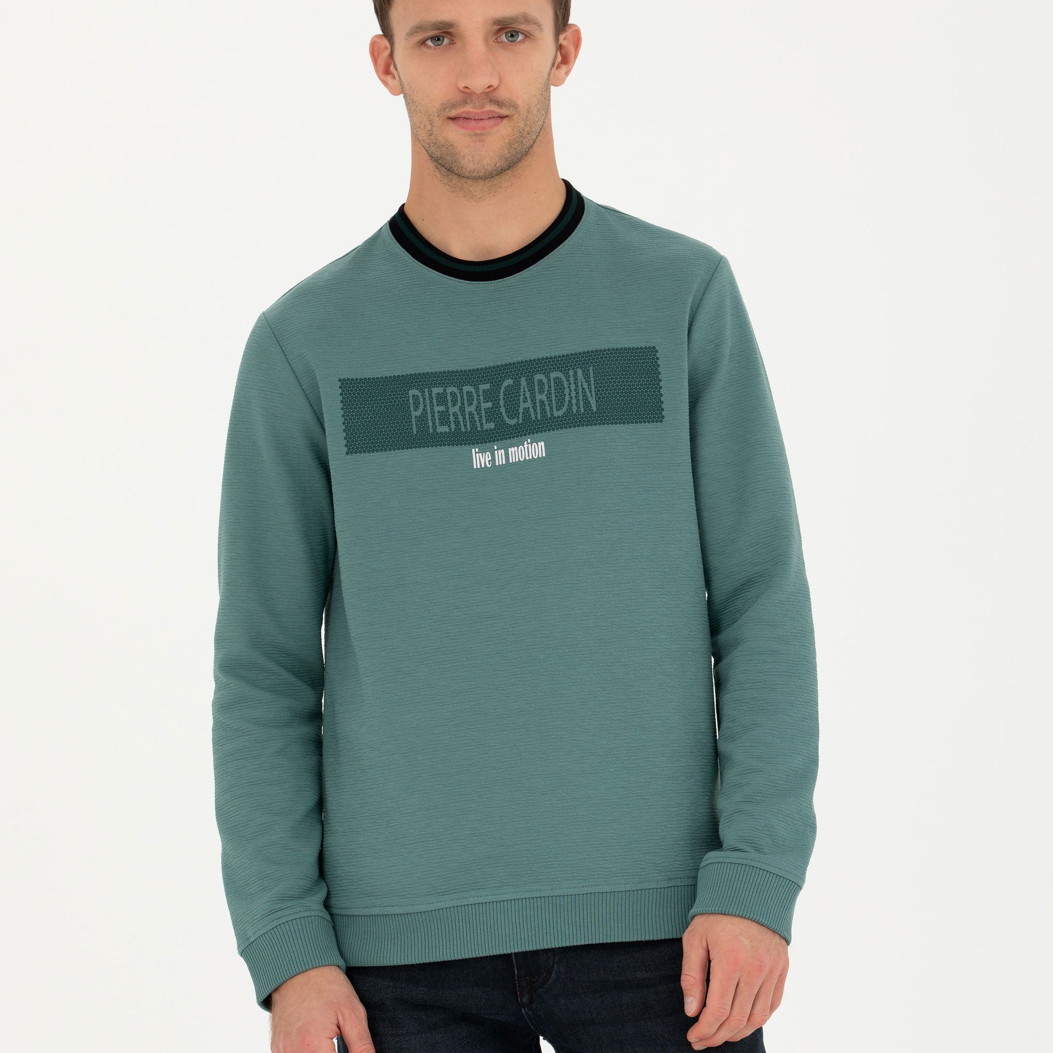 Green Regular Fit Crew Neck Sweatshirt