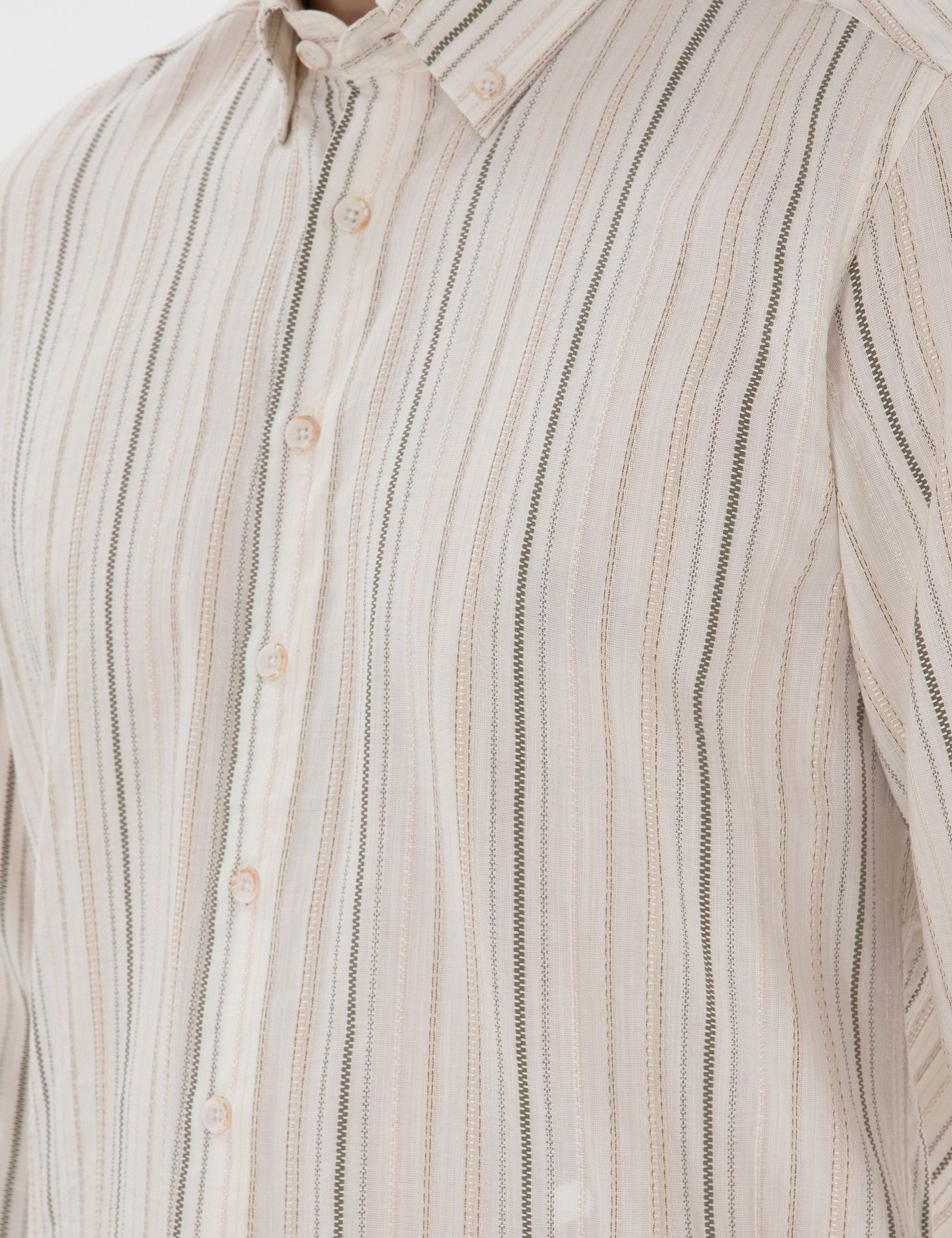 Khaki Regular Fit Long Sleeve Shirt