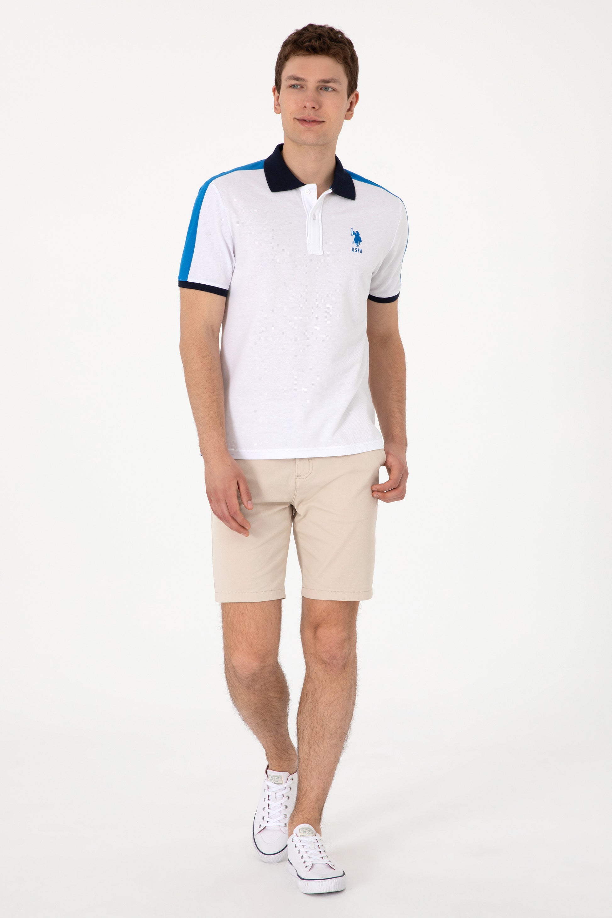Men's Regular Fit Polo Neck White T-Shirt