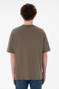 Men's Oversize Fit Crew Neck Mink T-Shirt