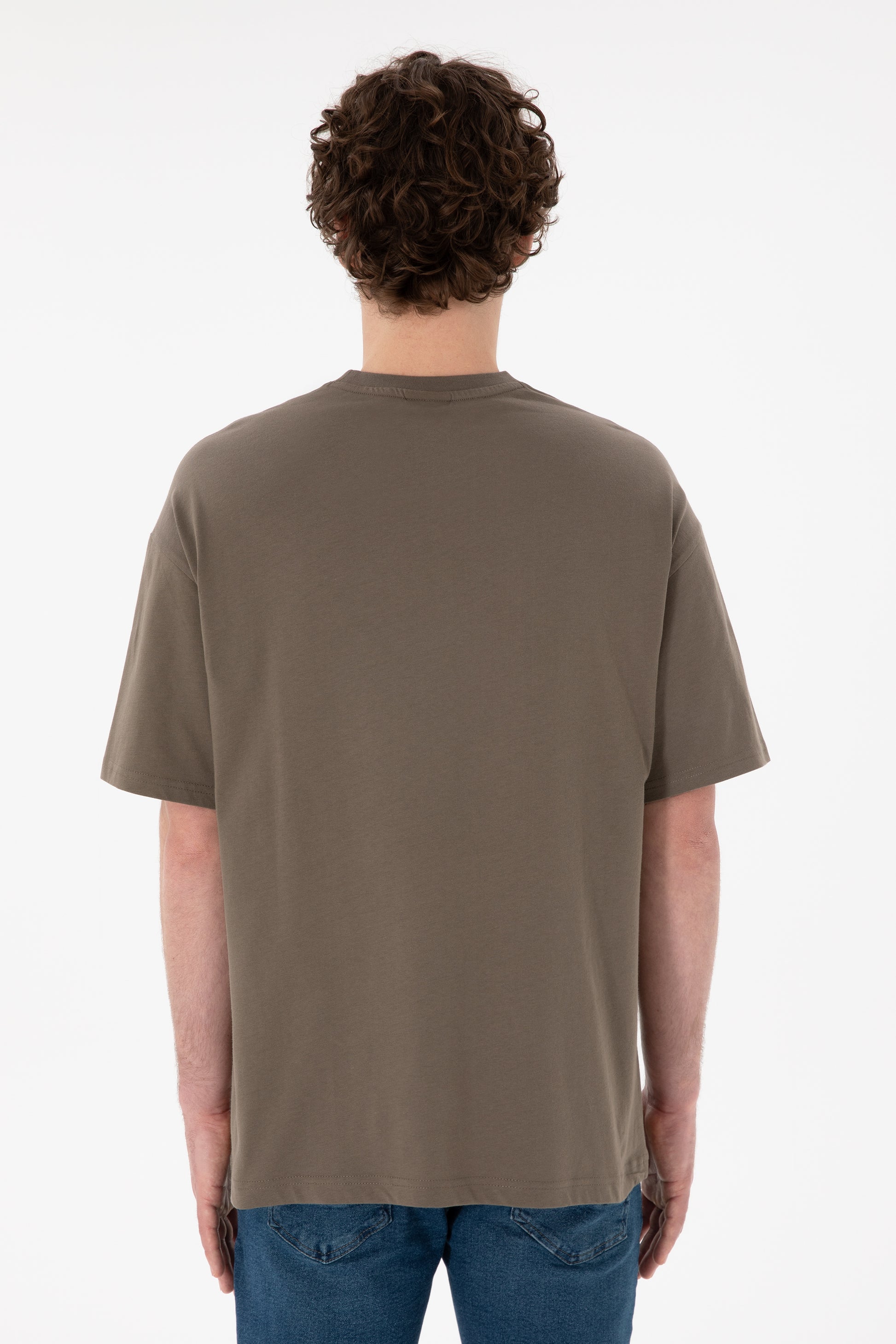 Men's Oversize Fit Crew Neck Mink T-Shirt