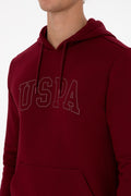 Erkek Regular Fit Kapüşonlu Bordo Basic Sweatshirt
