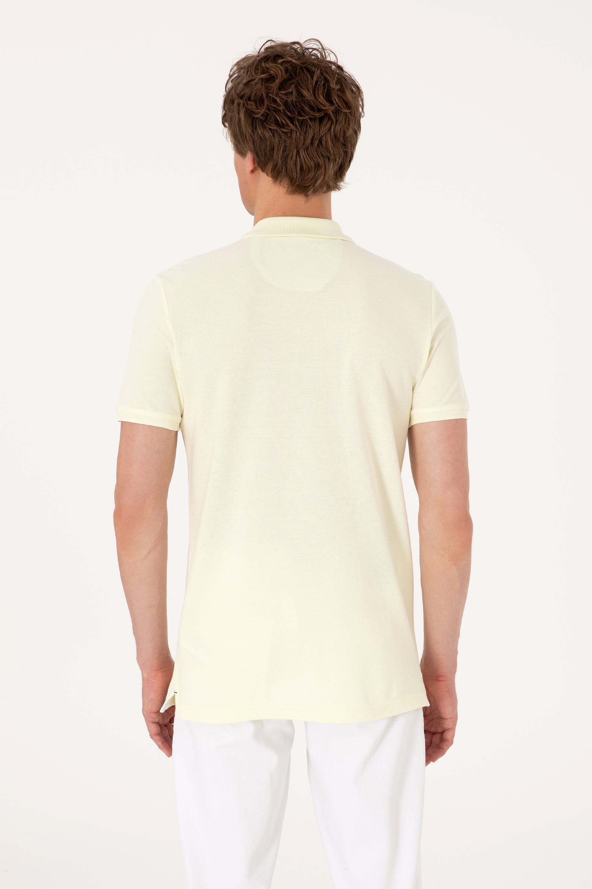 Men's Slim Fit Polo Neck Lemon Basic T-Shirt