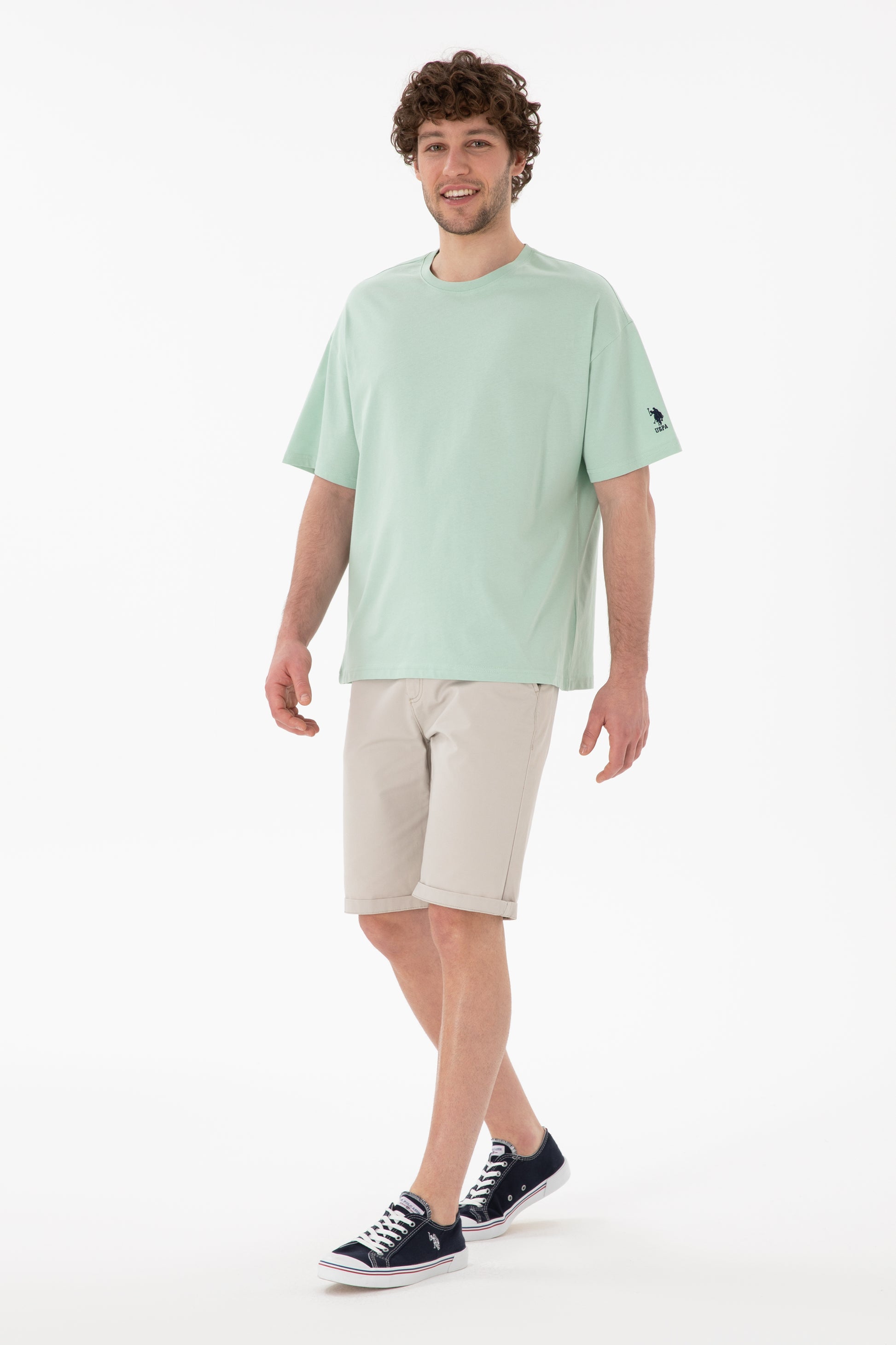 Men's Oversize Fit Crew Neck Water Green T-shirt