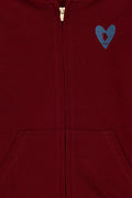 Girls' Burgundy Zipper Basic Sweatshirt