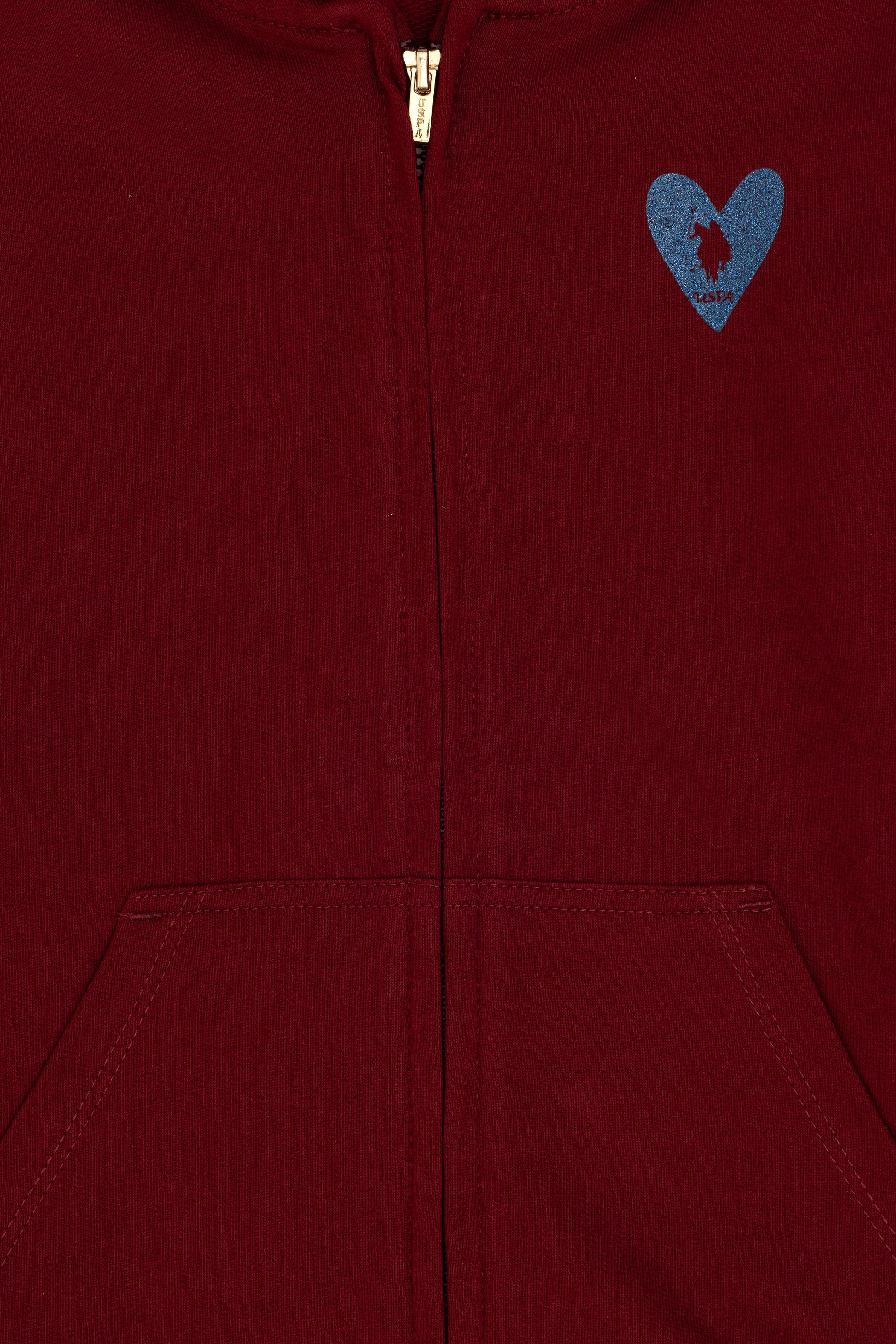 Girls' Burgundy Zipper Basic Sweatshirt