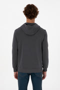 Erkek Regular Fit Kapişonlu Grı Basic Sweatshirt