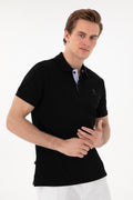 Men's Regular Fit Polo Neck Black Basic T-Shirt