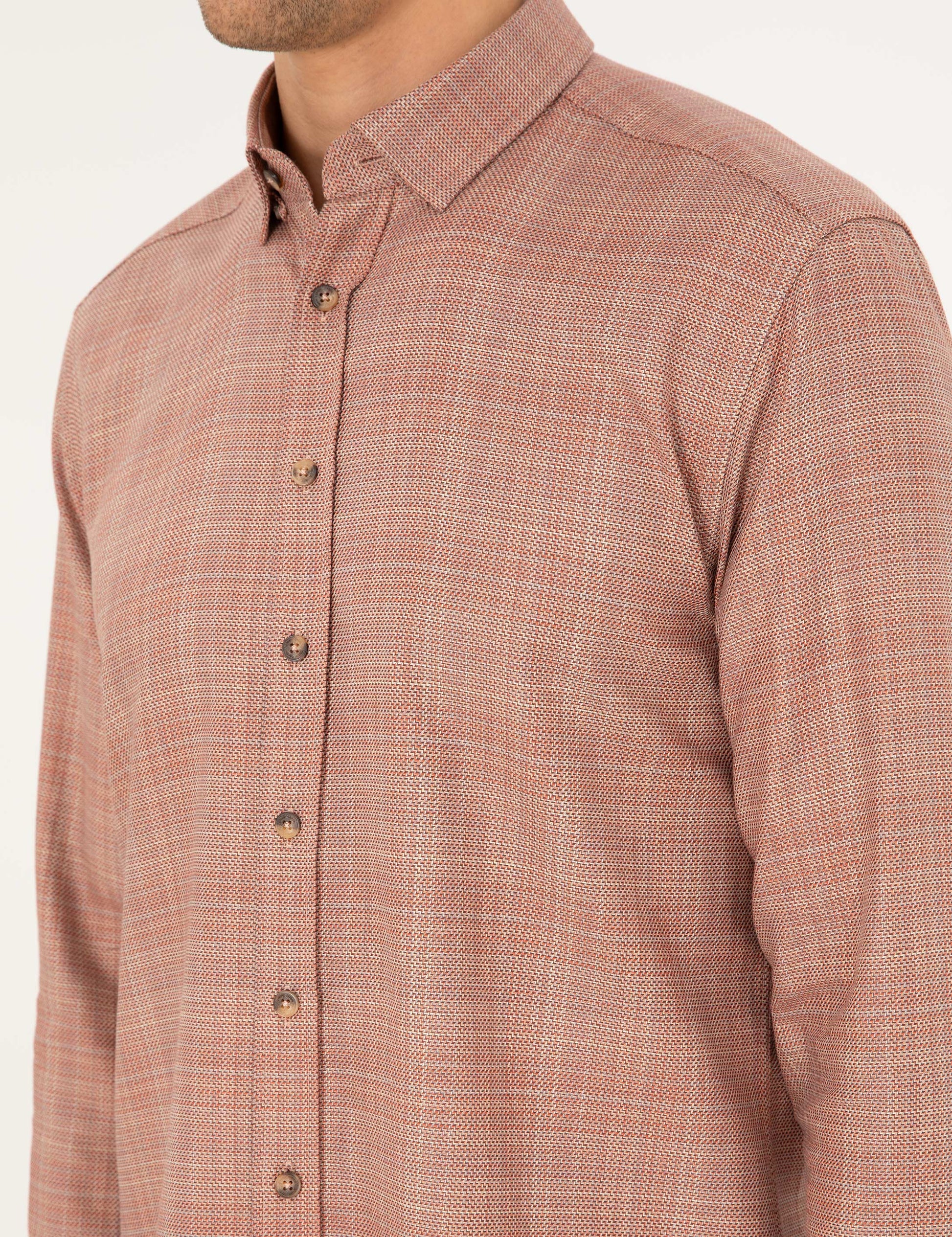 Orange Regular Fit Long Sleeve Shirt