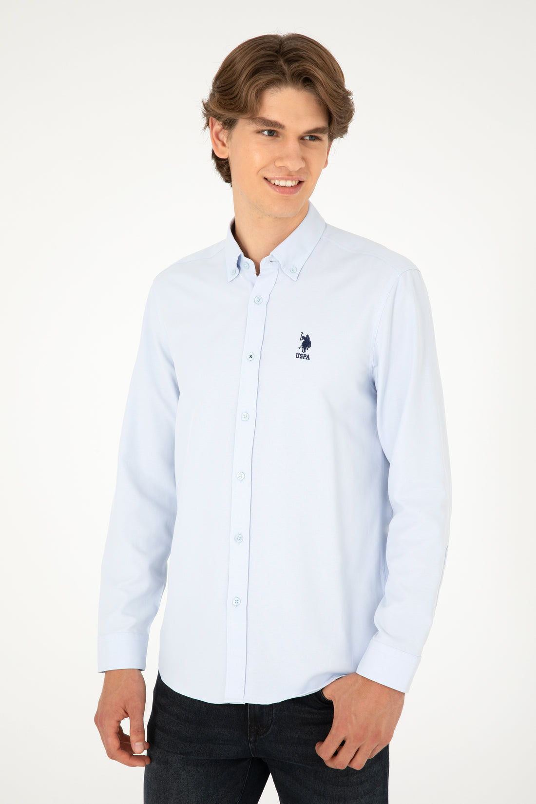 Men's Light Blue Long Sleeve Basic Shirt