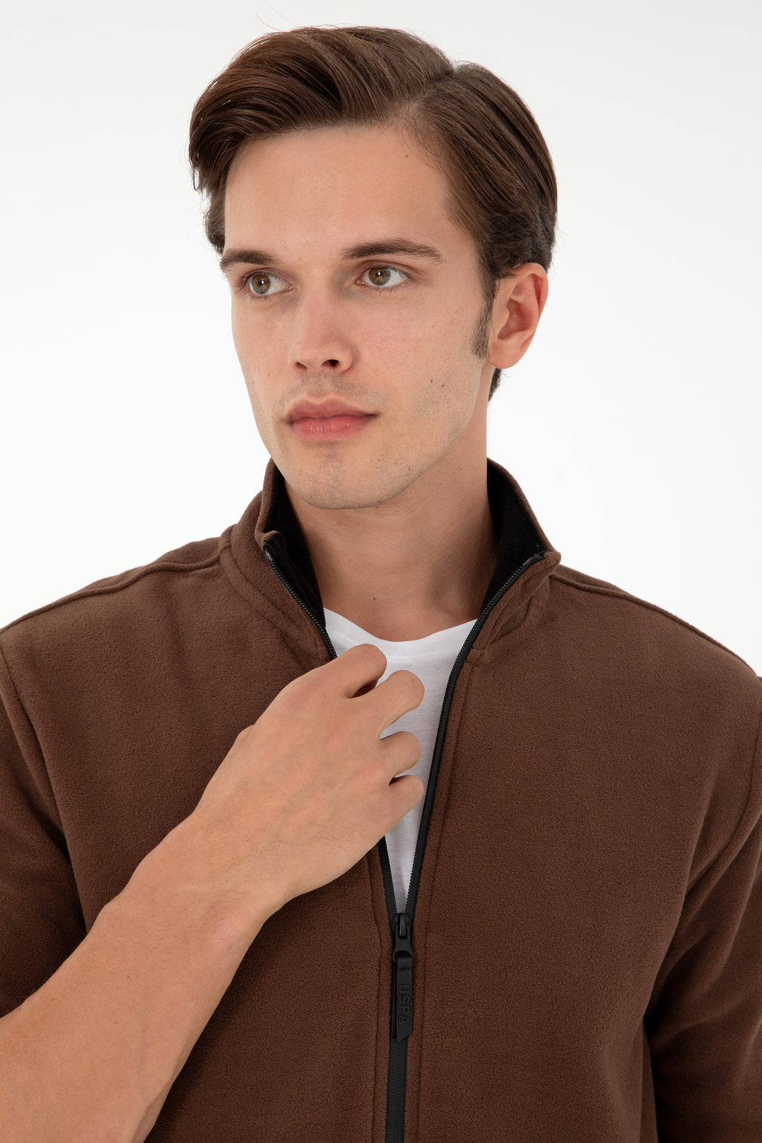 Men's Brown Basic Fleece Cardigan