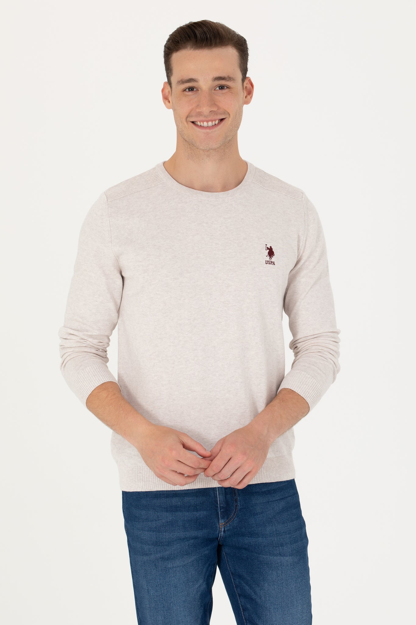 Men's Stone Melange Basic Sweater