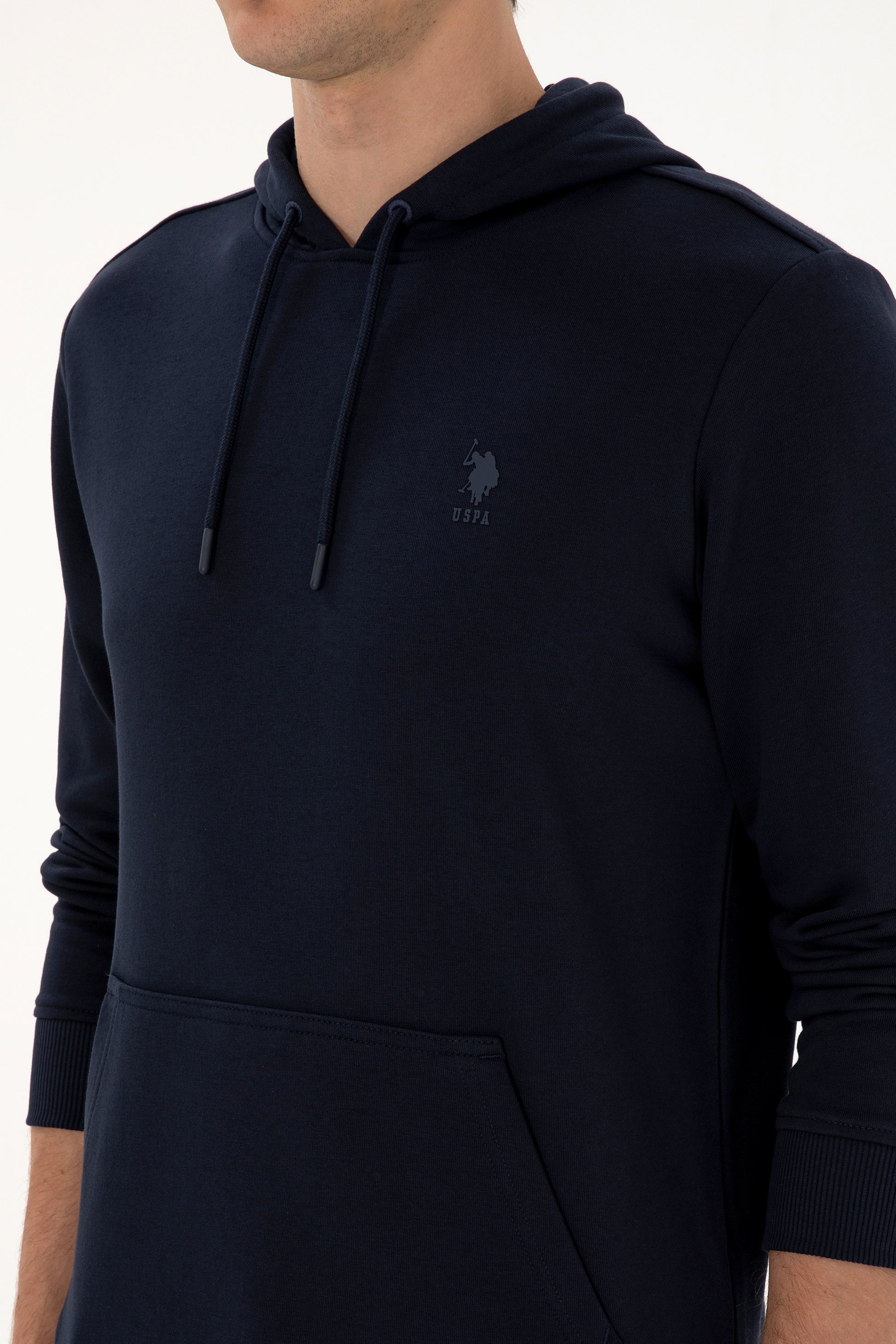 Erkek Regular Fit Kapişonlu Lacivert Basic Sweatshirt