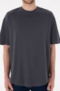 Men's Long Fit Crew Neck Anthracite Basic T-Shirt