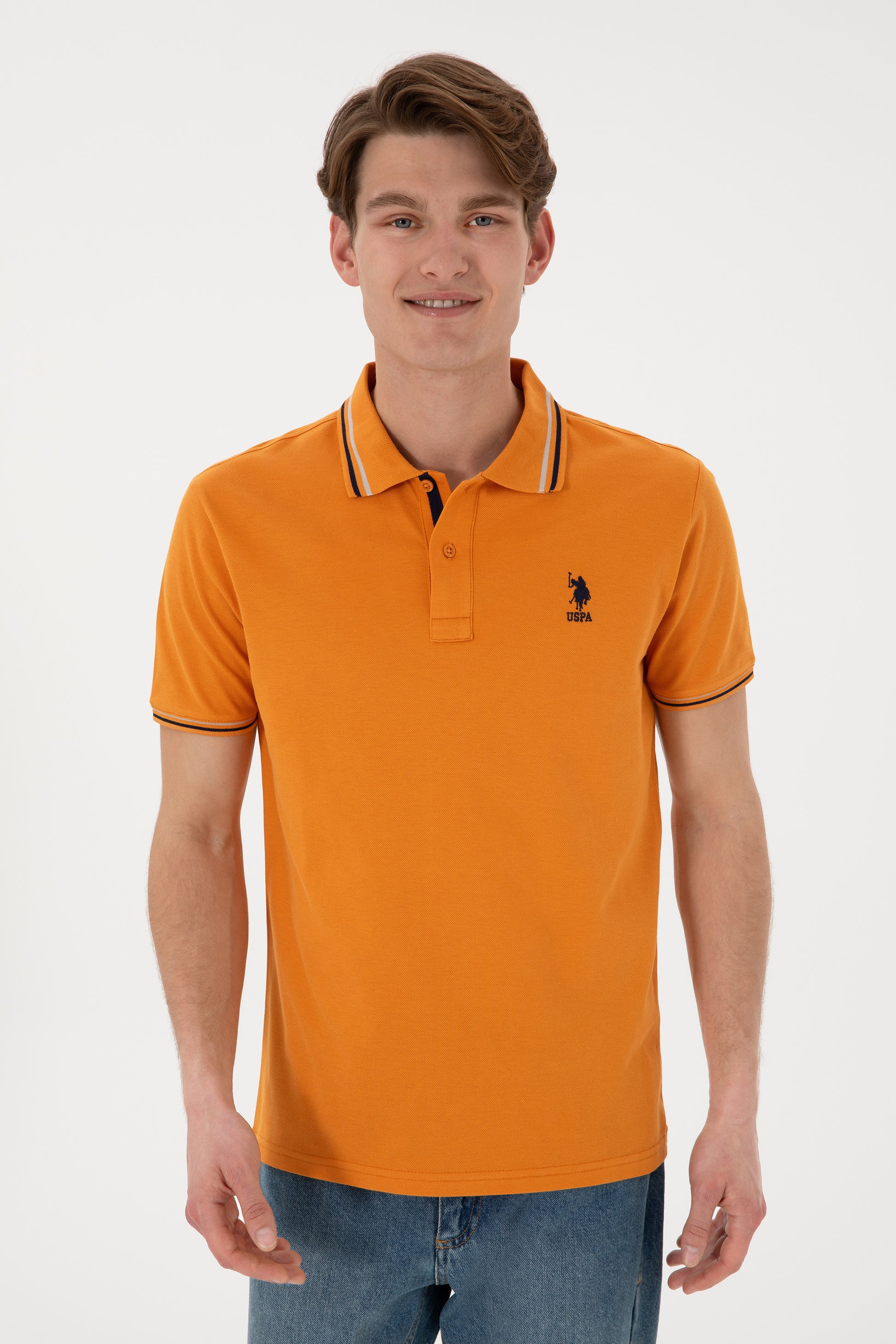 Men's Regular Fit Polo Neck Tile Basic T-Shirt