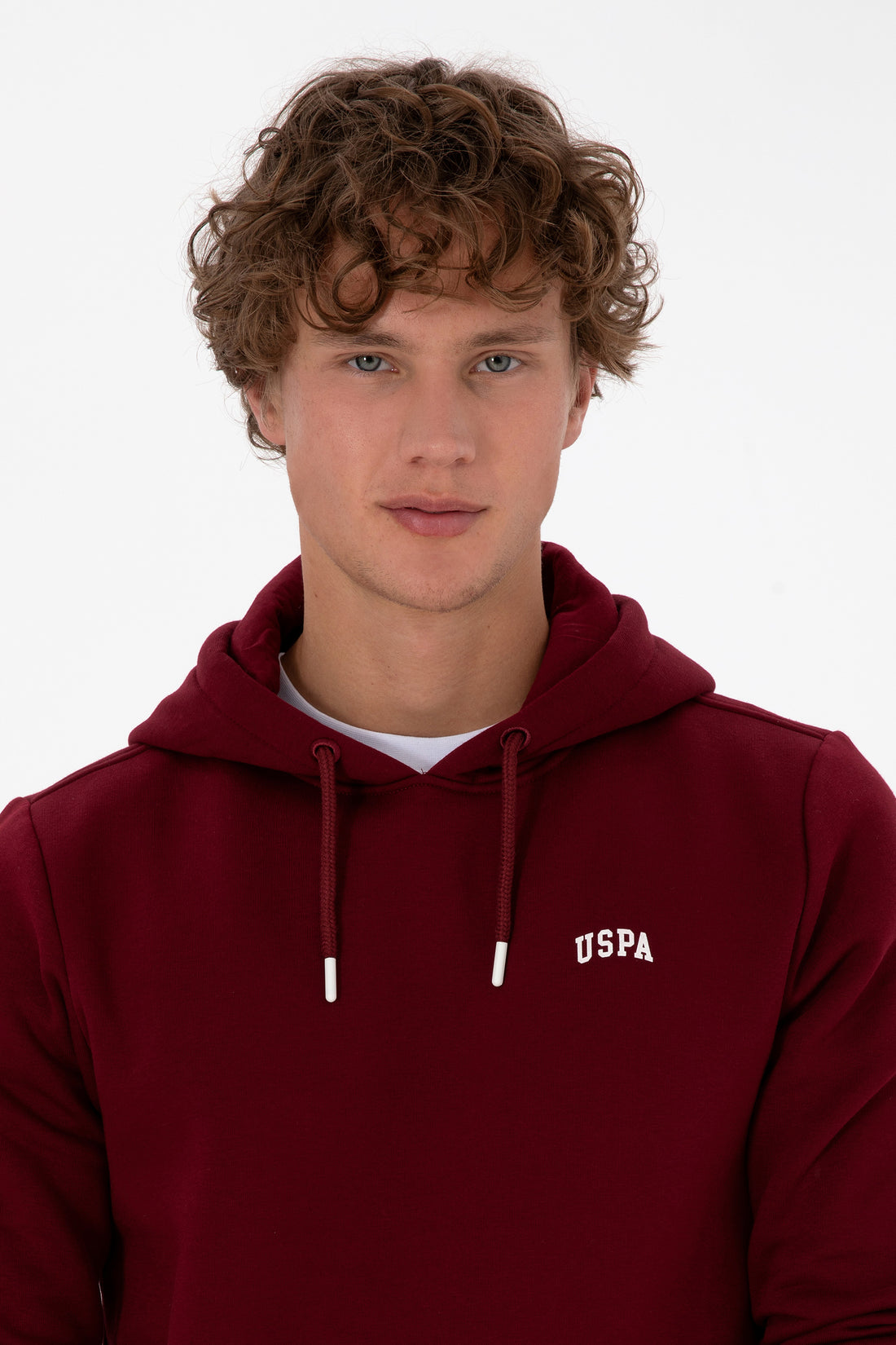 Erkek Regular Fit Kapüşonlu Bordo Basic Sweatshirt