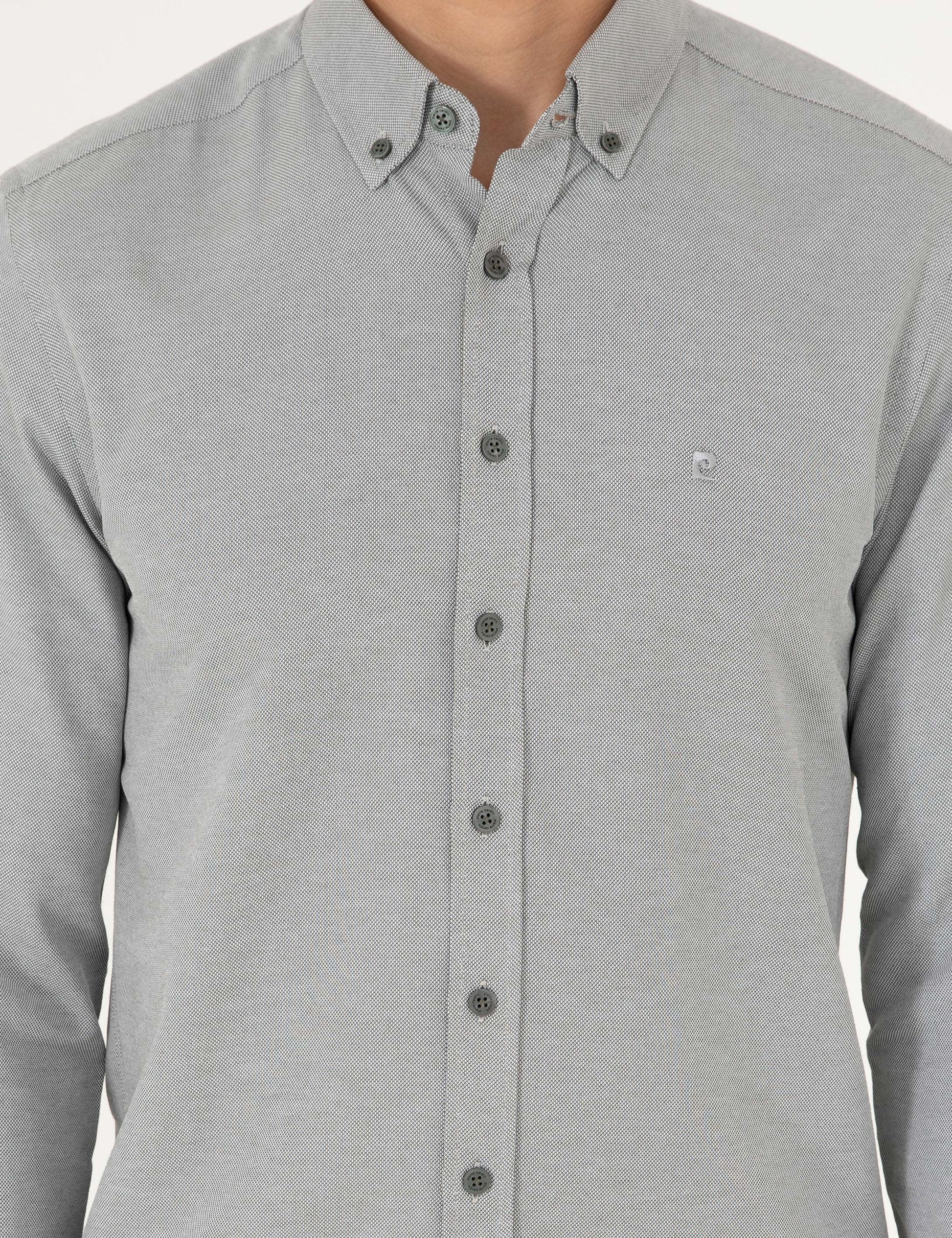 Khaki Oxford Slim Fit Long Sleeve Shirt