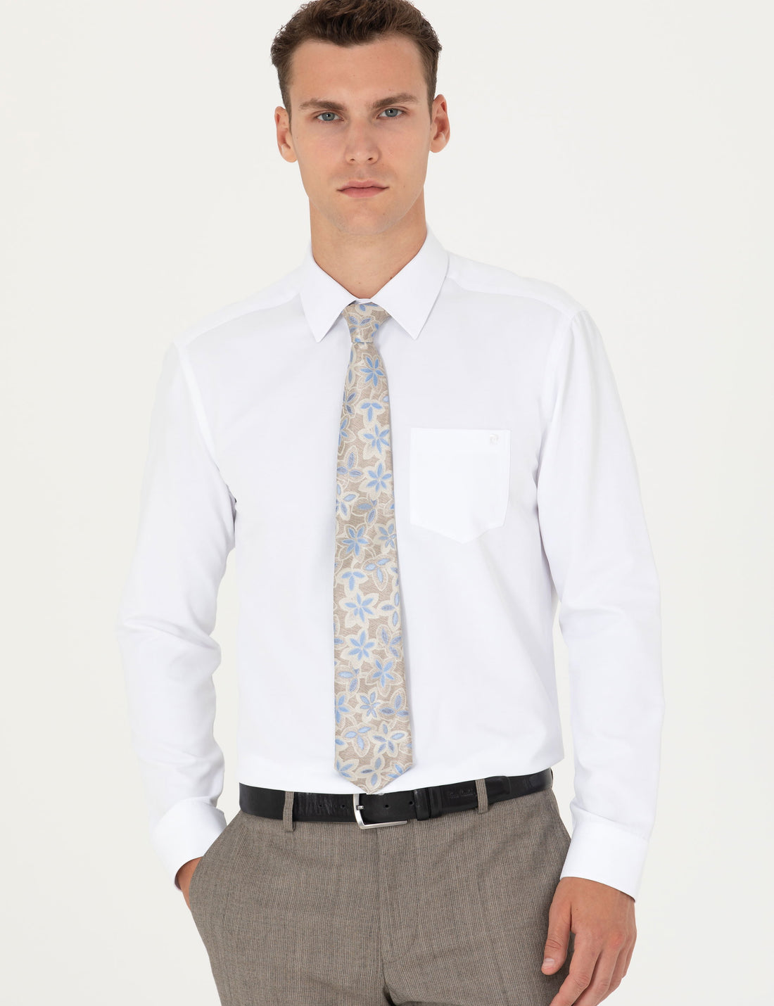 White Regular Fit Long Sleeve Basic Shirt