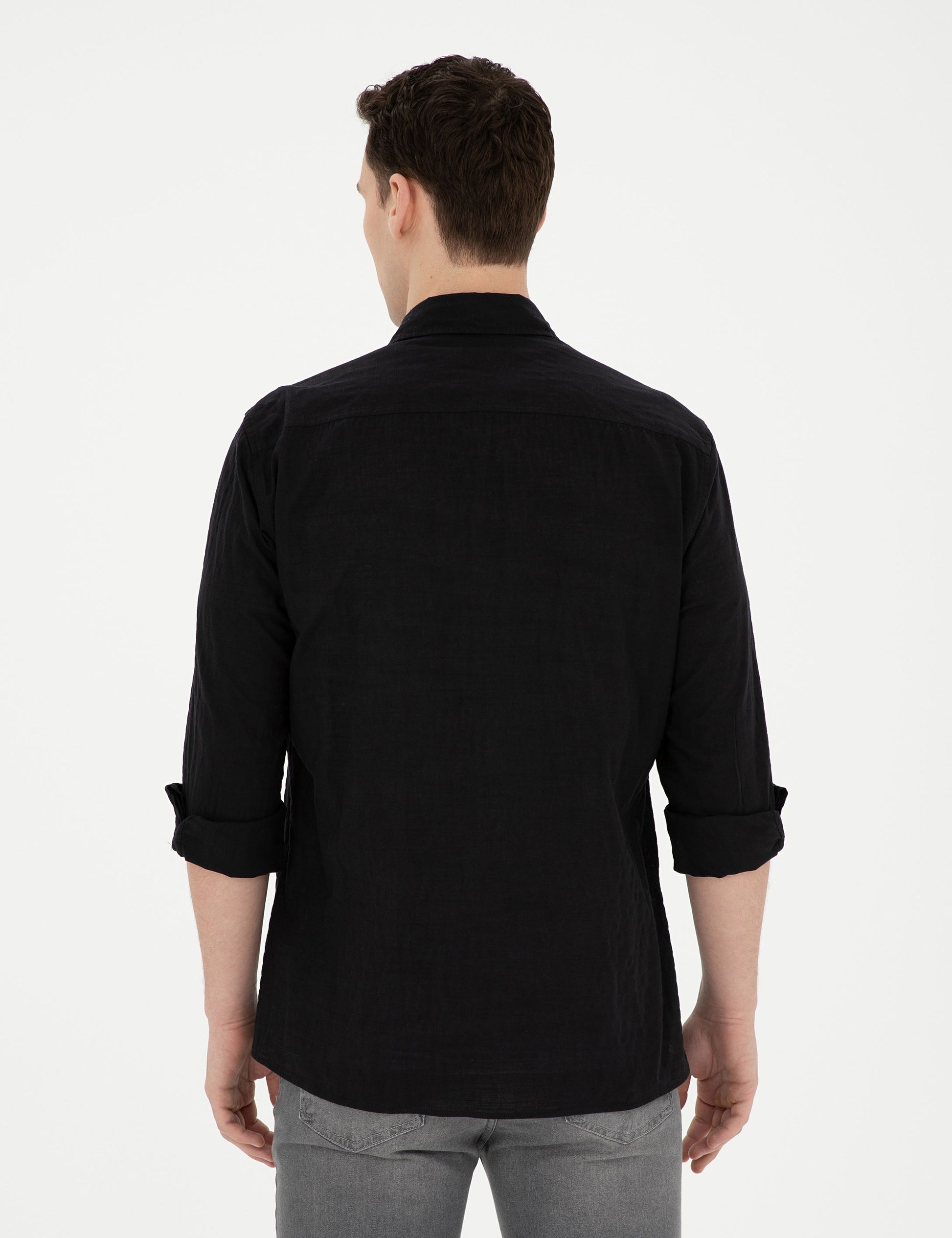 Black Regular Fit Long Sleeve Shirt