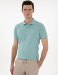 Dark Mint Slim Fit No-Fold Polo Neck Basic T-Shirt