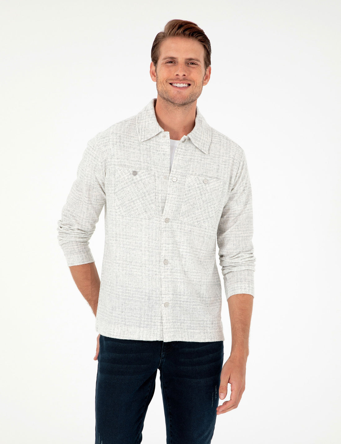 Light Grey Regular Fit Knitted Shirt